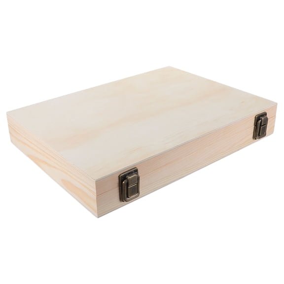 BESTYASH Large Wood Craft Storage Box with Hinged Lid and Front Clasp