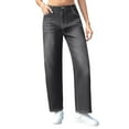 thumbnail image 5 of Straight Leg Jeans for Women Stretch Wide Leg High-Waisted Denim Trouser Versatile Long Jeans Black XL, 5 of 9