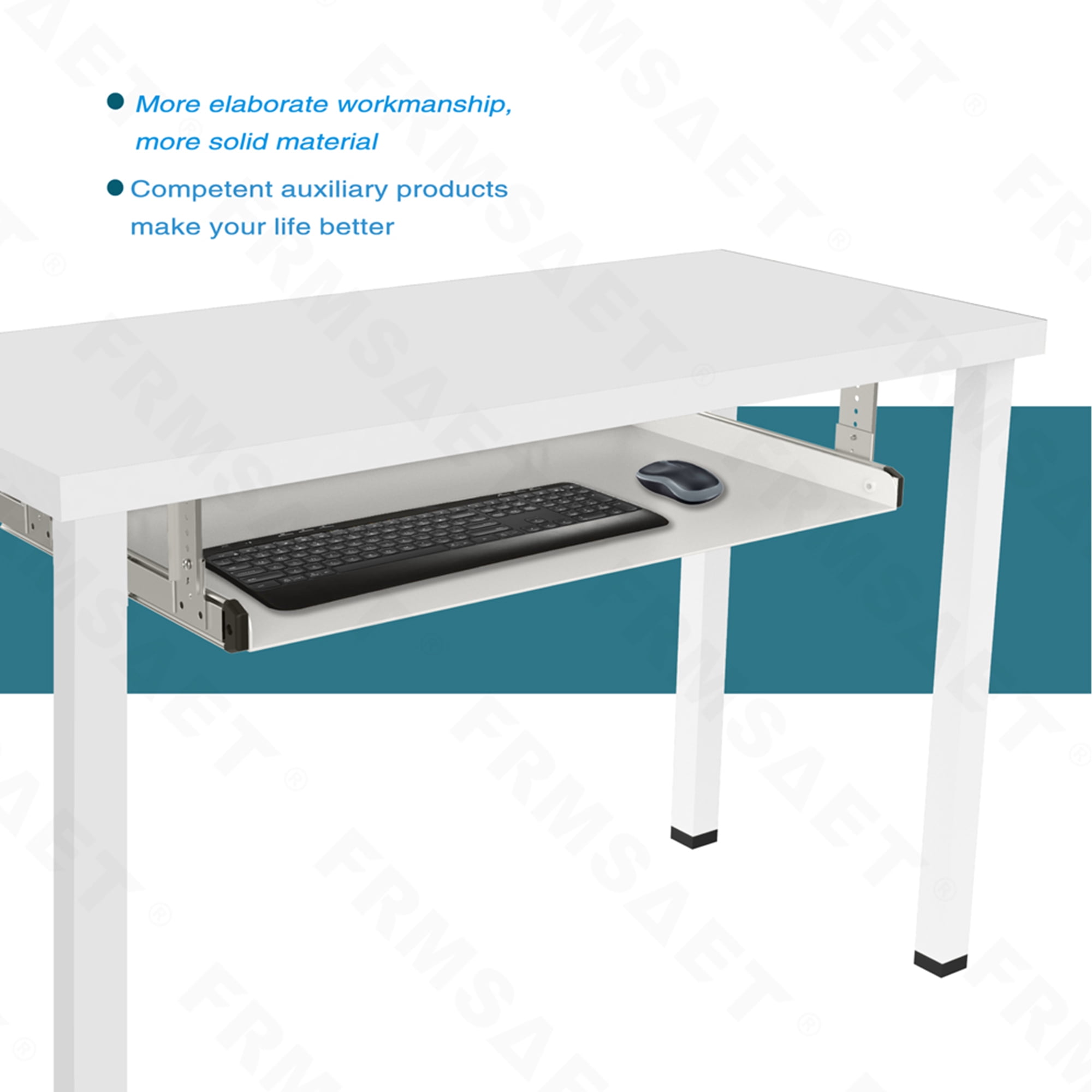 FRMSAET Under Desk Mounting Keyboard Tray All-Metal Material Office Drawer (30 inches, White)
