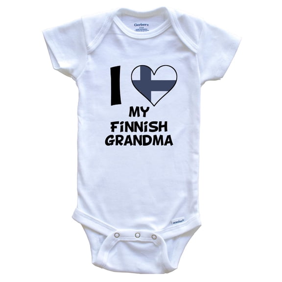I Heart My Finnish Grandma Finland Flag Baby Bodysuit, 0-3 Months White