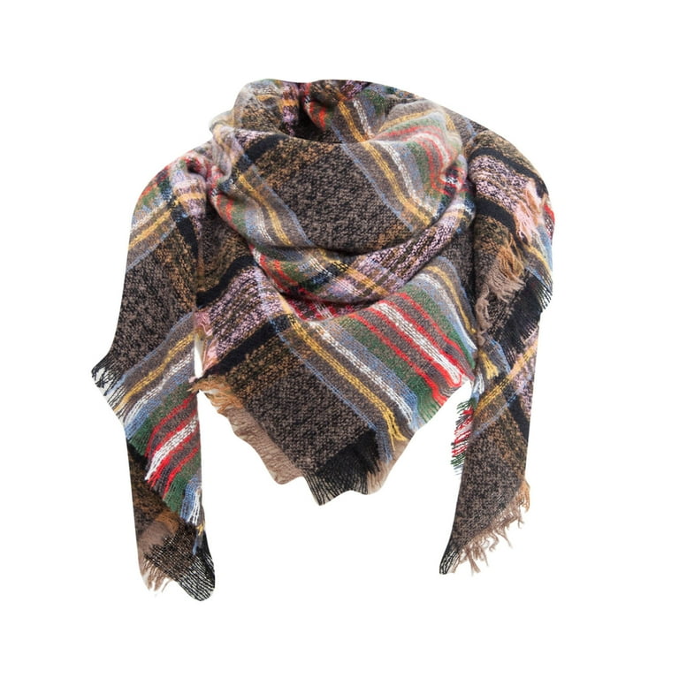 wendunide Scarf Women Fall Winter Scarf Classic Tassel Plaid Scarf