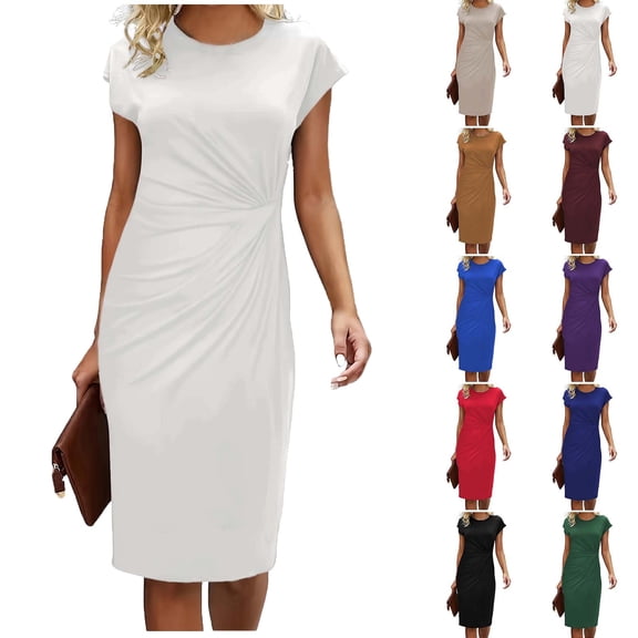 Elvqul Pullover Dresses for Women Crewneck Mini Dress White Summer Plus Size 2026 Womens Cami Dress Sleeveless