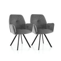 YYAo Accent Chair, Leisure Sofa Chair, Side Chair,Lounge Chair,Set of 2 Swivel Accent Arm Chairs with Metal Legs and Wide Back-Gray