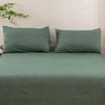 thumbnail image 4 of czcpp-100% Washed Cotton Pillowcases Queen Size Set of 2 Linen Textured Natural Wrinkle Comfy Breathable Durable (Heathered Green, Queen), 4 of 4