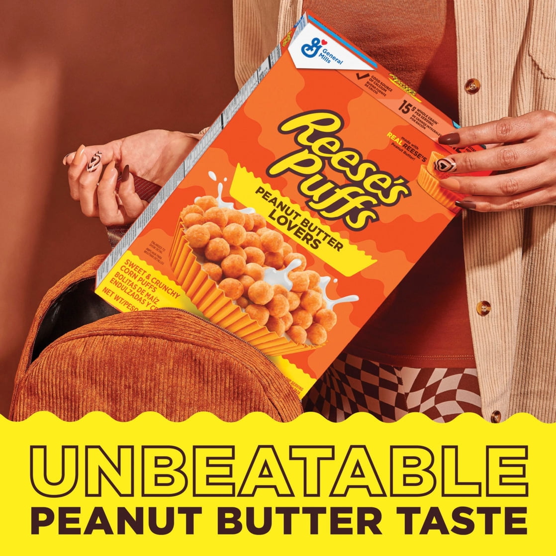 REESE'S PUFFS Peanut Butter Lovers Breakfast Cereal, Family Size, 19.7 oz