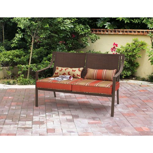 Mainstays Alexandra Square Outdoor Loveseat Garden Bench, Orange