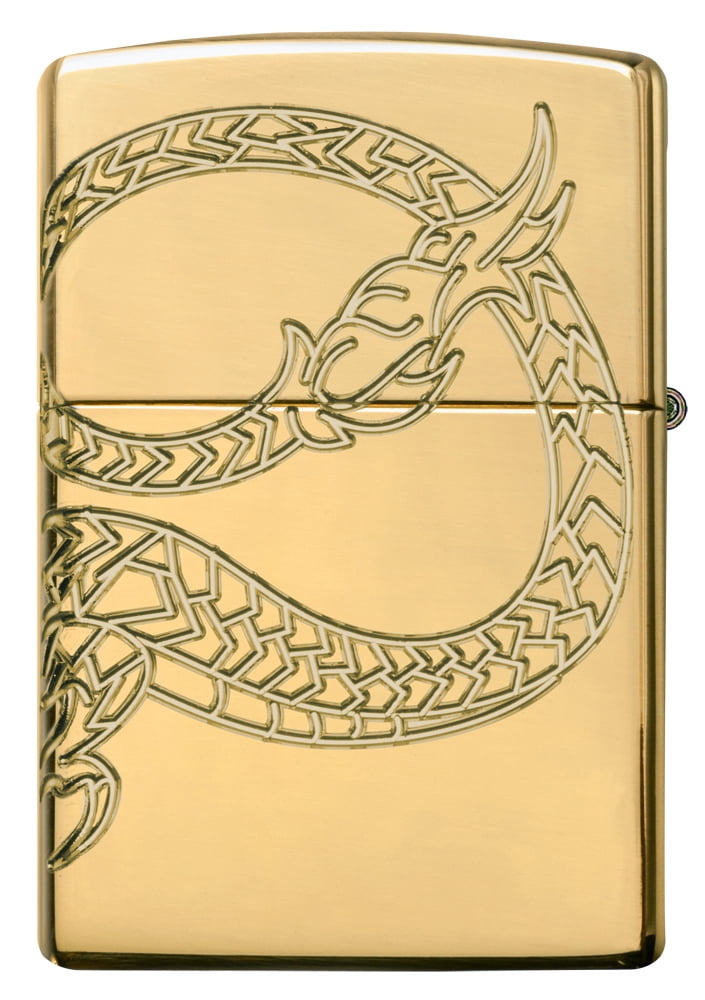 Zippo Chinese Dragon Armor High Polish Gold Plate Windproof Pocket Lighter