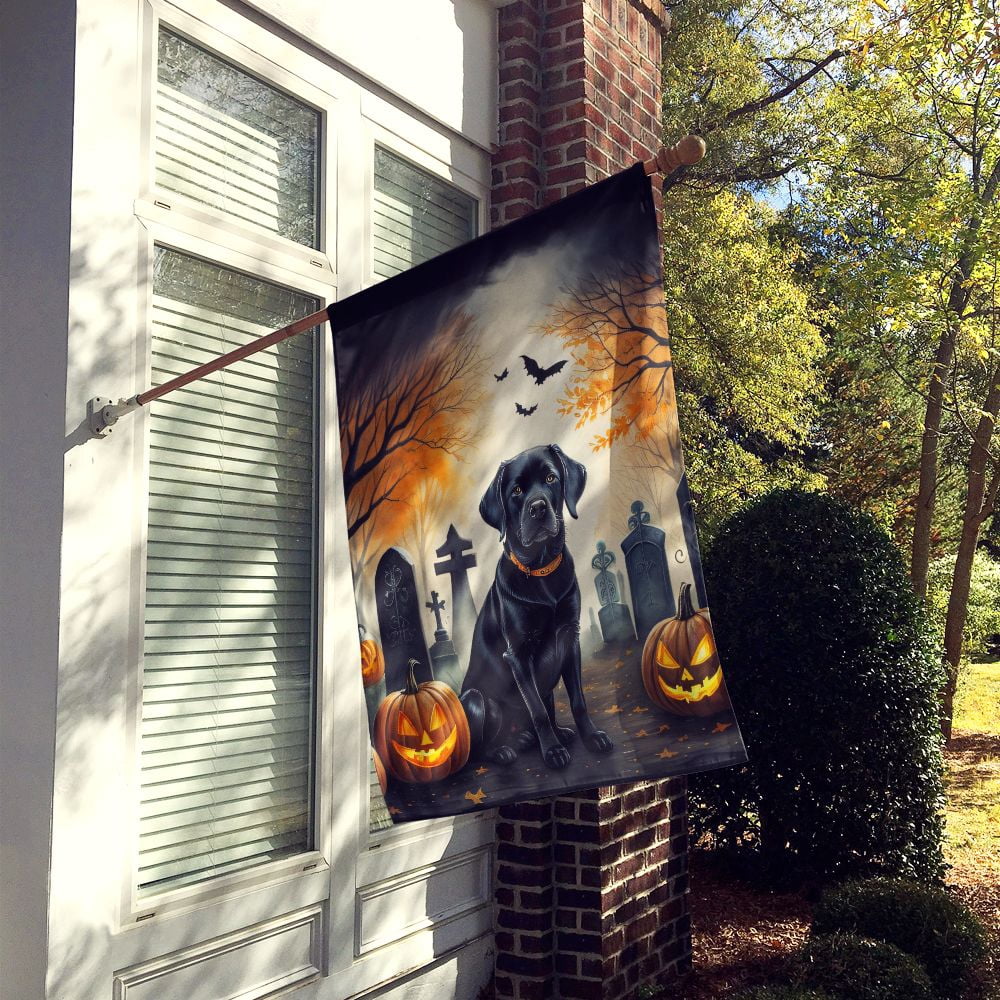 Halloween Labrador Retriever Dog House Flag 28x40IN Double-Sided Polyester Decorative Sleeve Pole Flag for Outdoor Home Garden