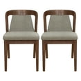 thumbnail image 3 of Christopher Knight Home Set of 2 Upholstered Armless Dining Chairs with Curved Backrest, Wood Frame, Walnut+Light Brown, 3 of 11
