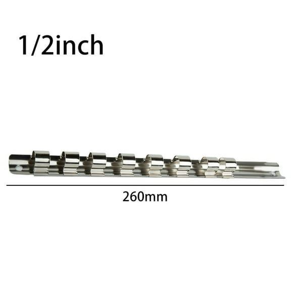 Socket Rack Holder 1/4 3/8 1/2inch with 8 Clips on Rail Tool Organizer Storage