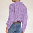 thumbnail image 5 of XFLWAM Women's Eyelet Hollow Out Lace Tops Puff Long Sleeve Button Down Shirts Spring Summer Dressy Causal Business Work Out Blouse, 5 of 9
