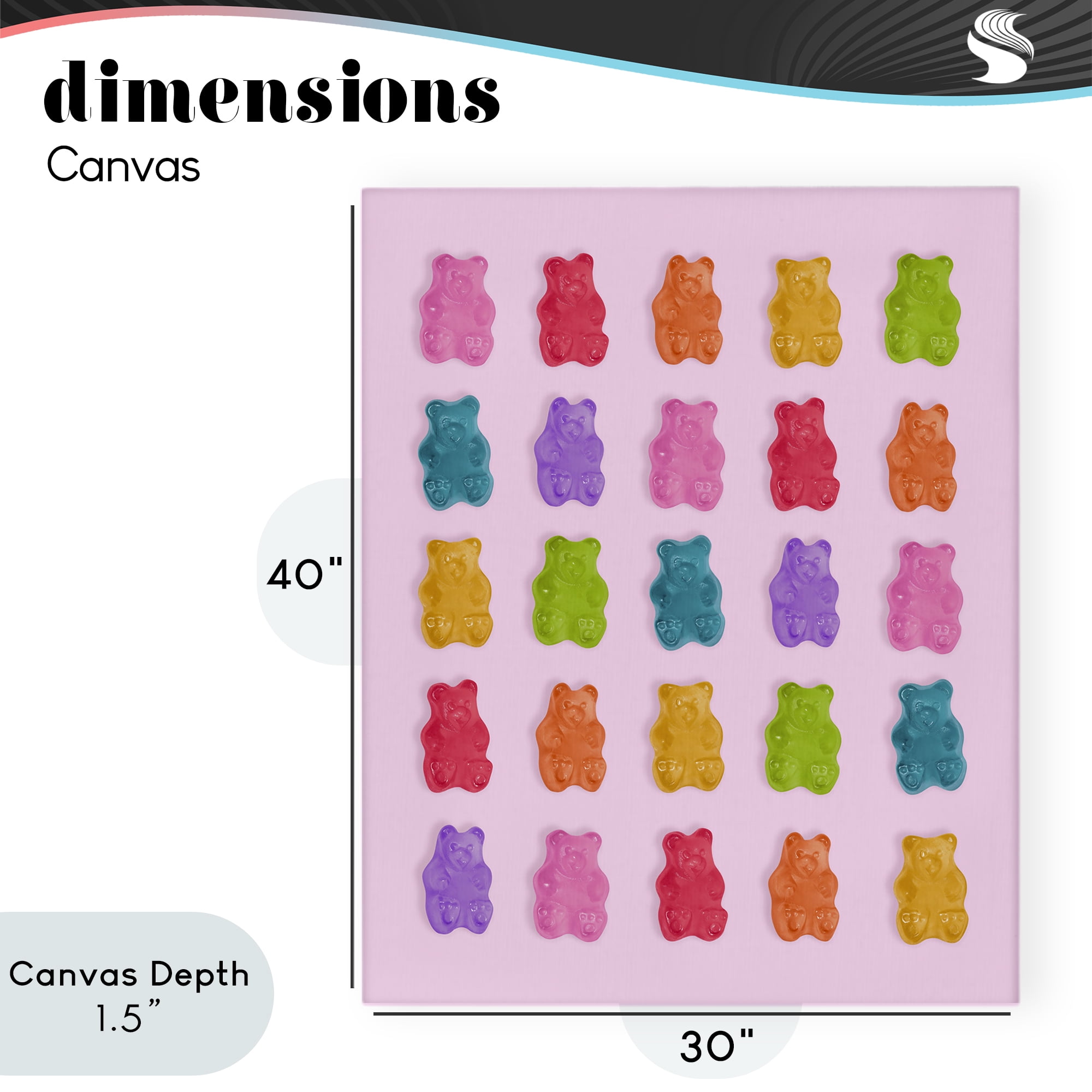 Stupell Industries Pastel Gummies on Pink Canvas Wall Art, design by LISH Creative
