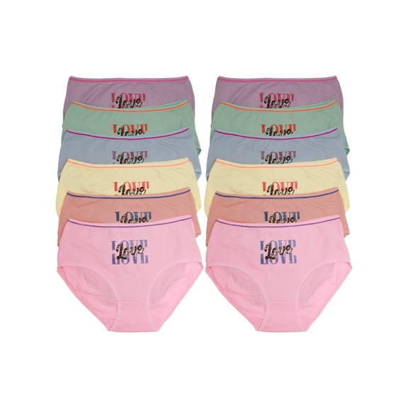 Angelina Women's Cotton Mid-Rise Briefs with LOVE Design (12-Pack)