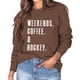 thumbnail image 3 of Sudadera de cuello redondo y manga larga con letras estampadas, corte holgado para primavera/otoño, talla XL Comodidad informal para amantes del café, 3 of 5