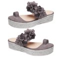 thumbnail image 1 of Funie Fashion Women Flowers Decor Sandals Toe Loop Flip Flops Slippers Platform Shoes, 1 of 8