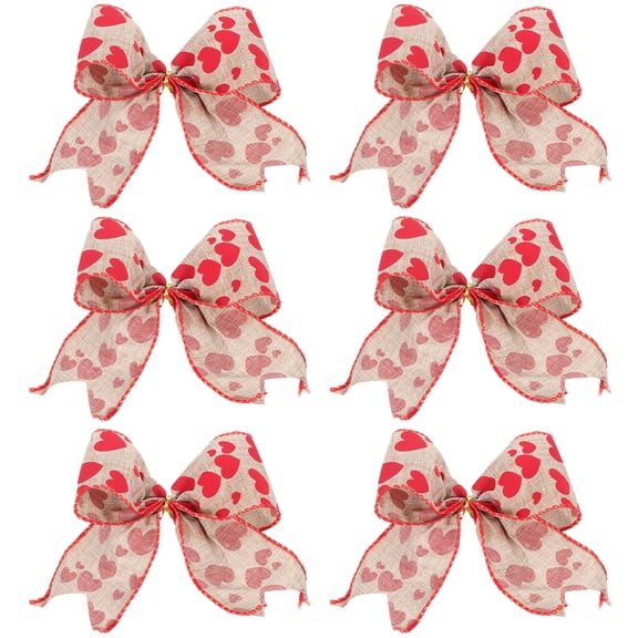 WEAVILUX Red Bow Decorations 6-Pack for Valentine's Day Party, Wrapping, and Holiday Celebrations