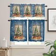 thumbnail image 3 of Christmas Blue Kitchen Curtains and Valances Set, Rod Pocket Curtains Tier Farmhouse Window Curtains 24 Inch Length, Green Pine Tree Winter Snowflake Ball 3 Piece Kitchen Curtains Set, 3 of 6