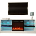 thumbnail image 2 of Manhattan Fireplace TV Stand for TVs up to 65", Modern High Gloss 58" Entertainment Center, Electric Fireplace TV Media Console with Storage Cabinets and LED Lights, 2 of 12