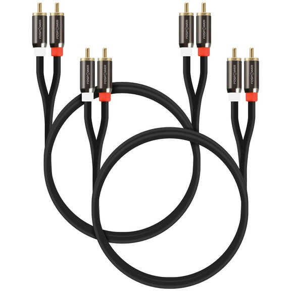 FosPower 2 Pack RCA to RCA Cables 3FT, 24K Gold Plated 2 RCA Male to 2 RCA Male Audio Cable, Stereo RCA Cable For Speaker, Home Theater, Amplifiers