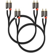FosPower 2 Pack RCA to RCA Cables 3FT, 24K Gold Plated 2 RCA Male to 2 RCA Male Audio Cable, Stereo RCA Cable For Speaker, Home Theater, Amplifiers