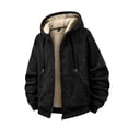 thumbnail image 2 of qolati Mens Sherpa Hoodie Jacket Fleece Lined Zip Up Warm Hoodies Sweatshirt Geometric Graphic Print Winter Zipper Sweater Hooded Coat Black XXXXXL, 2 of 9
