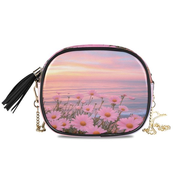 Womens Casual Chain Shoulder Bag Simple style Daisies Sea Crossbody Bag