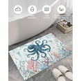 thumbnail image 5 of Shag Bath Rugs Blue Octopus Sea Monster Ocean Coral Plush Soft Fluffy Doormat Floor Carpet,Non-Slip Living Room Bedroom Kitchen Entryway Door Mats Summer Nautical, 5 of 6