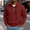 thumbnail image 2 of LTTVQM Mens Polo Long Sleeve Shirt Button Basic Solid Color Polo Shirt Classic Loose Casual Collared Shirts T-Shirt Wine L, 2 of 6