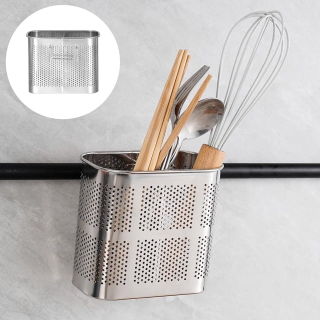 Stainless Steel Double Compartment Hanging Chopsticks Drainer Kitchen Utensil Holder & Organizer For Chopsticks & Utensils Collapsible Dish Drying Rack in Dish Rack Roll up Rolling Drying Dish Rack 2