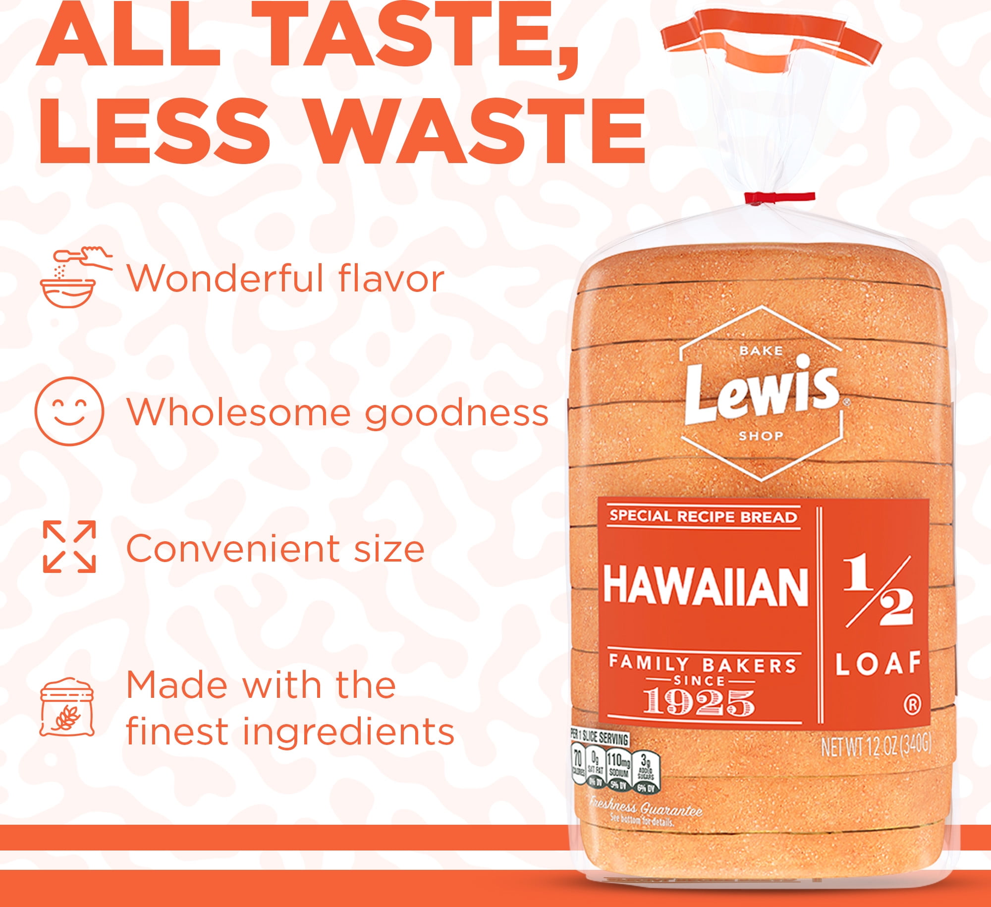Lewis Bake Shop Hawaiian Half Loaf Bread, 1/2 Loaf, 12 oz