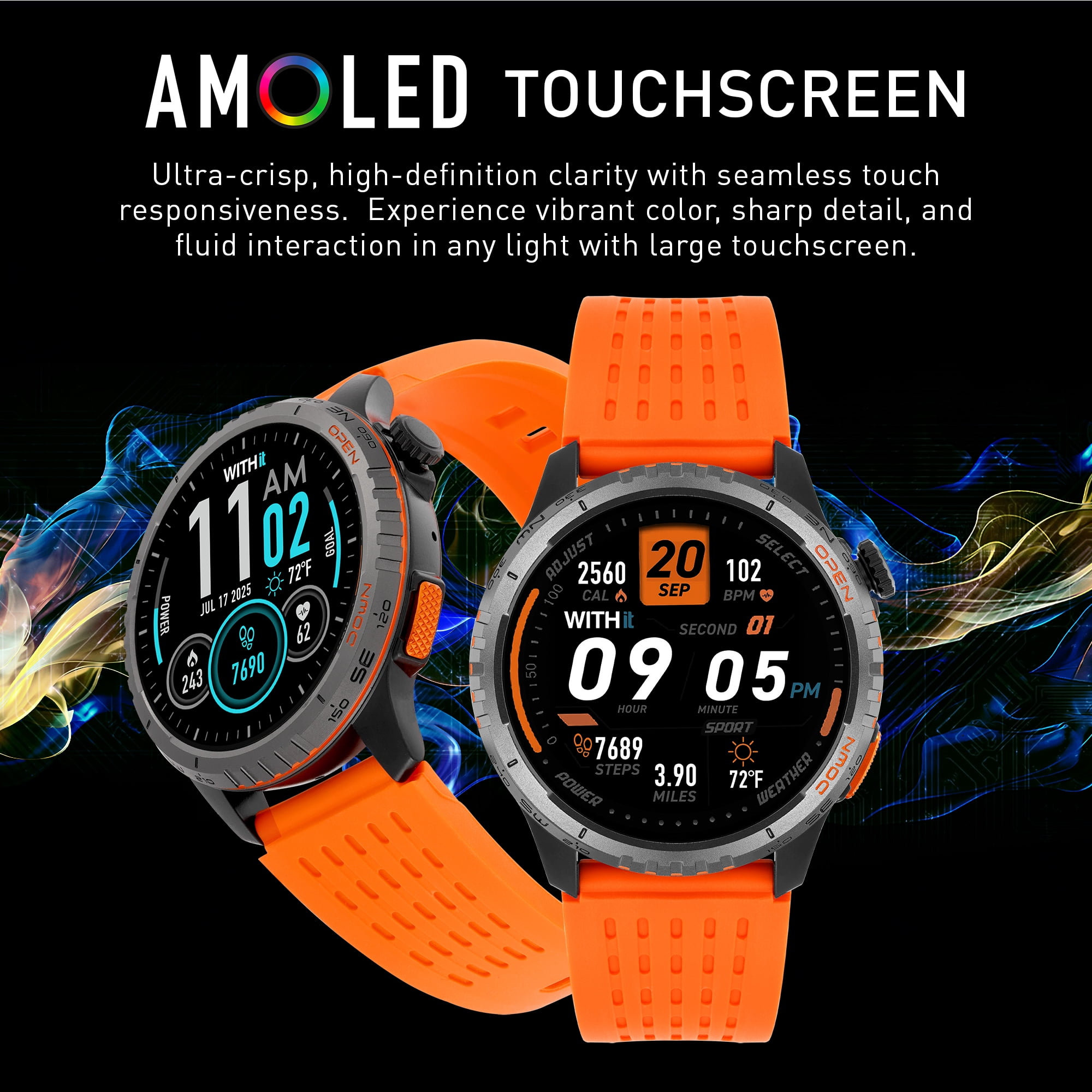 WITHit Zetta Series Smartwatch, 1.43" Full Touch Amoled Screen, Unisex
