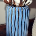 thumbnail image 4 of WHW Indigo Fluted Vase, Artisan Crafted, Shades of Blue, Porcelain, Rustic Modern Style, 9inches, 4 of 7