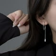 thumbnail image 3 of Solid 925 Sterling Silver CZ Hoop Earrings Chain for Women Teens Hoop Earrings Tassel, 3 of 7