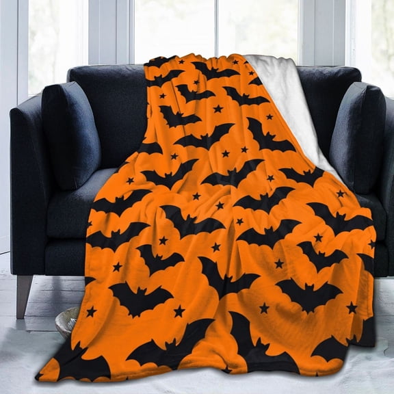 Halloween Gift Blanket,Bat Flannel Throw, Soft Cozy Blanket for Bedroom Sofa Couch Dorm, Spooky Halloween Home Decor 50x40