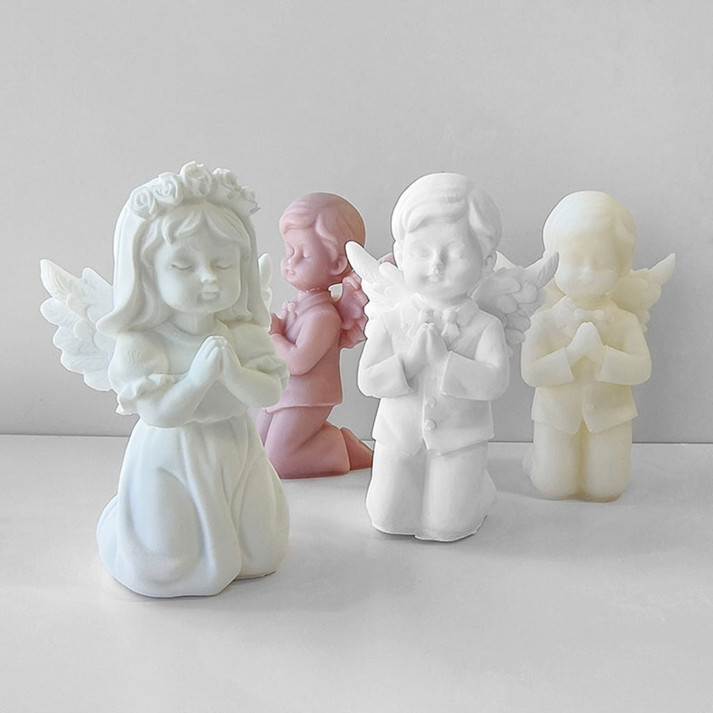 COMEET Candle Moulds, 3D Prayer Girl Silicone Fondant Mold Epoxy Resin Mold Pottery Plaster Chocolate Cake Decoration Kitchen Baking