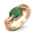 thumbnail image 2 of 925 Sterling Silver Rose Vermeil 9X7MM Oval Shape Emerald Solitaire Women Valentines Day Gifts Ring, 2 of 4
