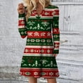 thumbnail image 2 of Women's Christmas Printed Dress Loose Fit V-Neck Casual Long Sleeve Holiday Party Dress, Flowy A-Line Vintage Style with Festive Pattern,White,Size 2XL, 2 of 5