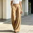 thumbnail image 6 of Wide Leg Dress Pants for Women High Waisted office Work Trousers Business Casual Slacks Flowy Palazzo Pant Khaki XL(XL), 6 of 7