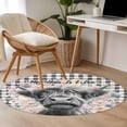 thumbnail image 4 of Small Round Rug 3Ft Washable Non-Slip, Black Cow Floral Circle Area Rugs for Living Room Bedroom, Black Buffalo Plaid Farmhouse Animals Indoor Floor Mats Carpet Runner for Home Decor, 4 of 8