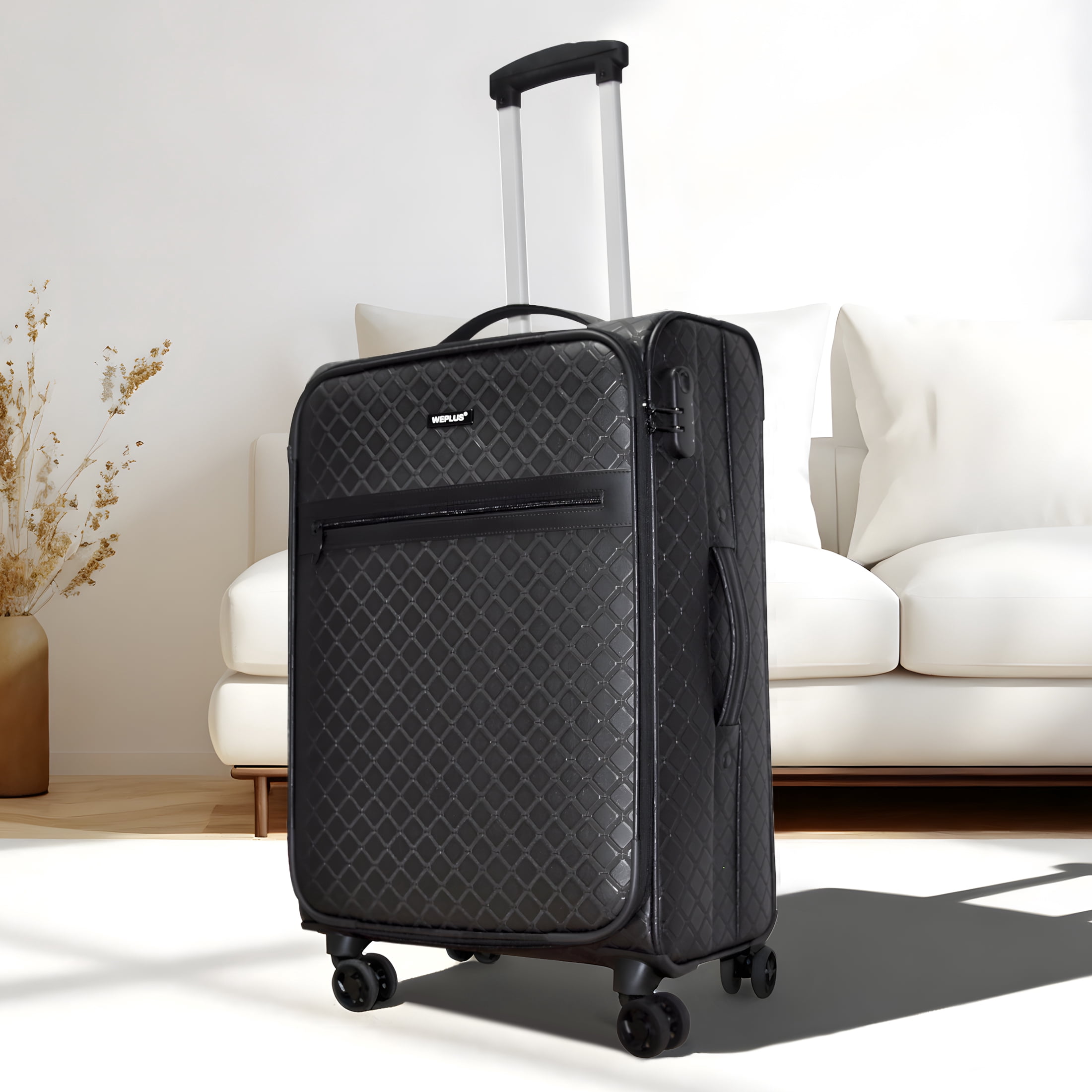 WEPLUS 4 piece Suitcases Luggage 24inch PU Leather Softside Suitcase with Double Spinner Wheels