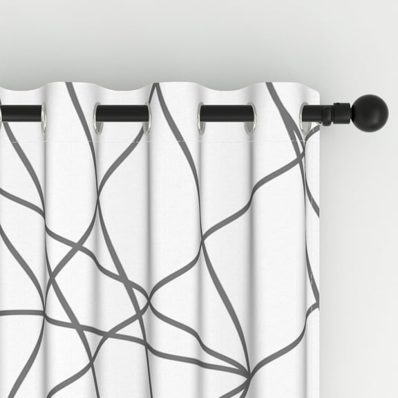 Lfeey Line Art White Curtains, Room Darkening Blackout Curtains, 42x63 inch, 2 Pieces