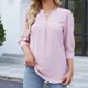 thumbnail image 2 of Camisa de gasa de manga 3/4 suelta de color sólido informal con estilo para mujer OAVQHLG3B Store lin121212, 2 of 5