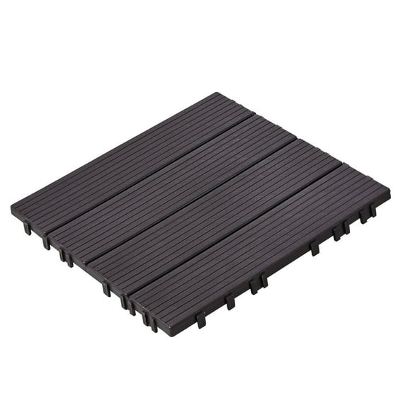 36-Pack 12x12 Inch Interlocking Deck Tiles, Waterproof Outdoor Flooring for Patio, Porch, Balcony - Dark Brown