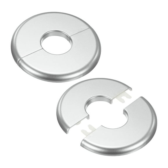 2-Pack Wall Split Flange, for 1 Inch/25mm OD Pipe ABS Escutcheon Plate Round Plumbing Cover Plates [Silver Tone]