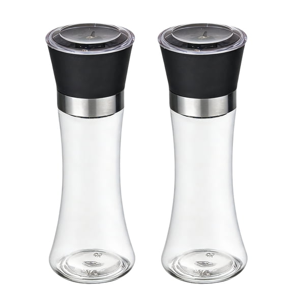 ACDANC 2Pcs Salt and Pepper Grinder Set,Manual 6.76 oz Glass Salt Grinder,Adjustable Grind Size,Pepper Mill Grinder for Kitchen Cooking,RV,Camping,BBQ