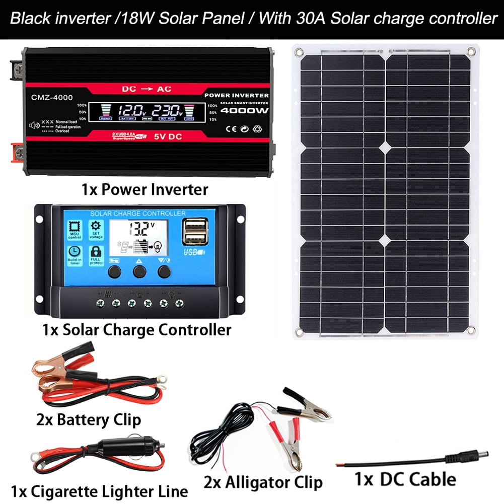 DC12-AC220V 4000W Solar Panel Kit Complete Solar Power Generator 30A Home Grid System
