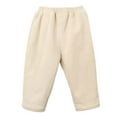 thumbnail image 2 of CUZIBR Toddler Boys Girls Snow Pants Winter Thick Warm Windproof Ankle-Tied Trousers Elastic Waist Solid Color Lightweight Padded Pants,Beige,3-4 Years, 2 of 4