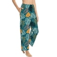 thumbnail image 6 of Salouo Tropical Leaves Print Women's Pajama Pants Casual Loose Sweatpants PJs Flowy Pants Drawstring Palazzo for Women Wide Leg Pants Lounge Pajama -Small, 6 of 8