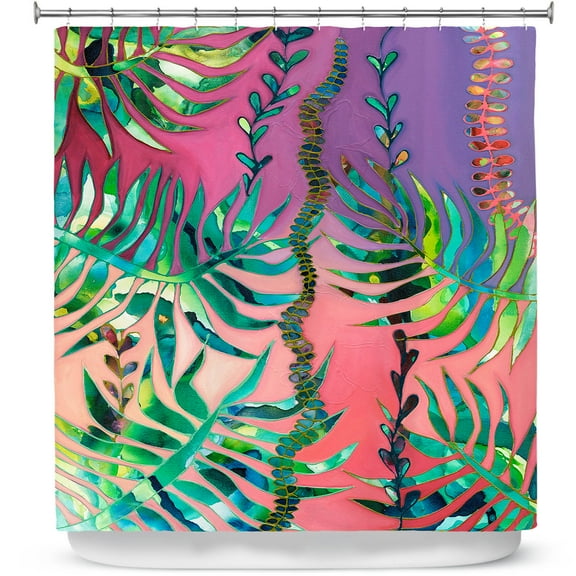 Shower Curtains 70" x 84" from DiaNoche Designs by Sonia Begley - Tropical Paradise Palms Sunset Pink