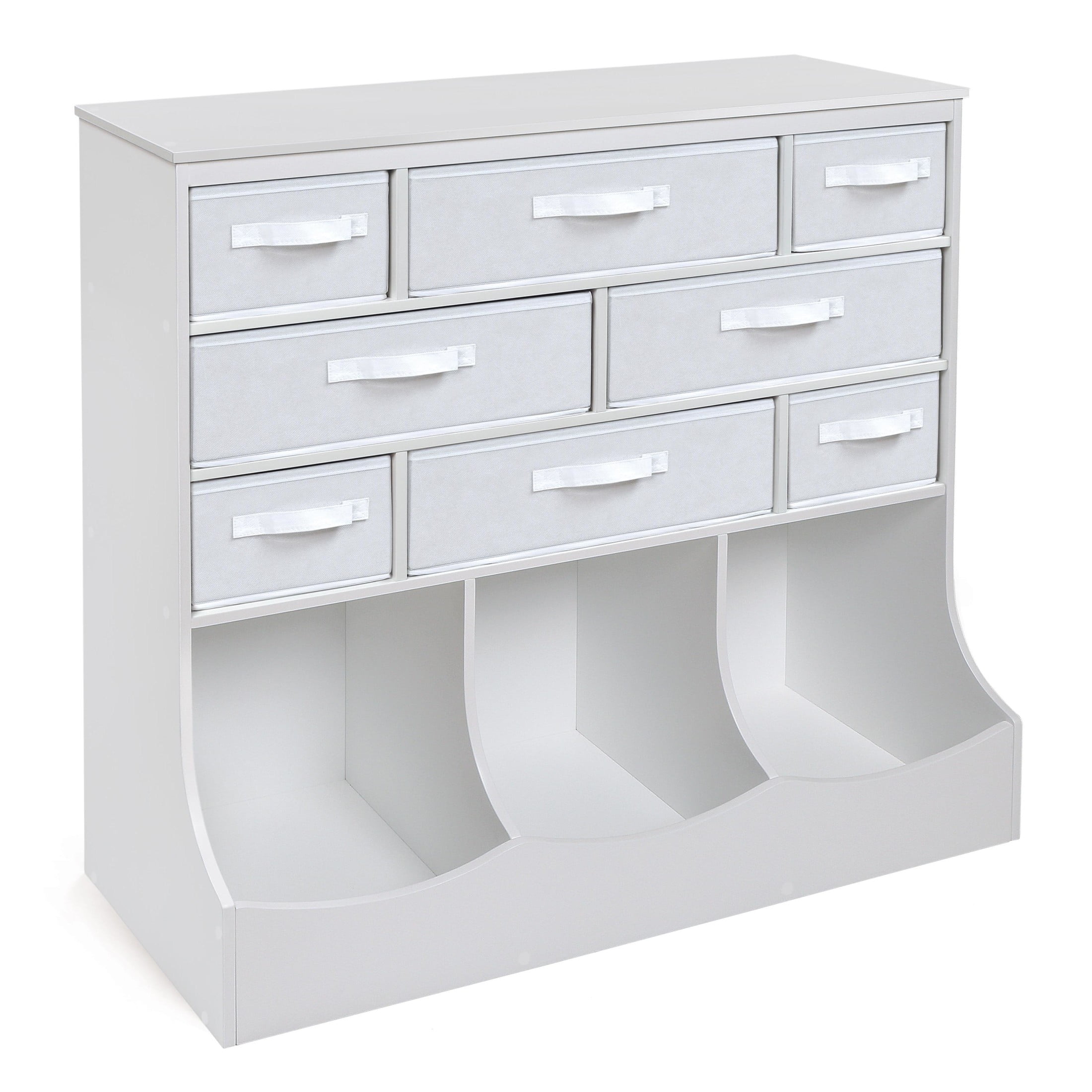 Badger Basket Children's Wooden Storage Station with Eight Baskets 51 gal Toy Storage Cube, White